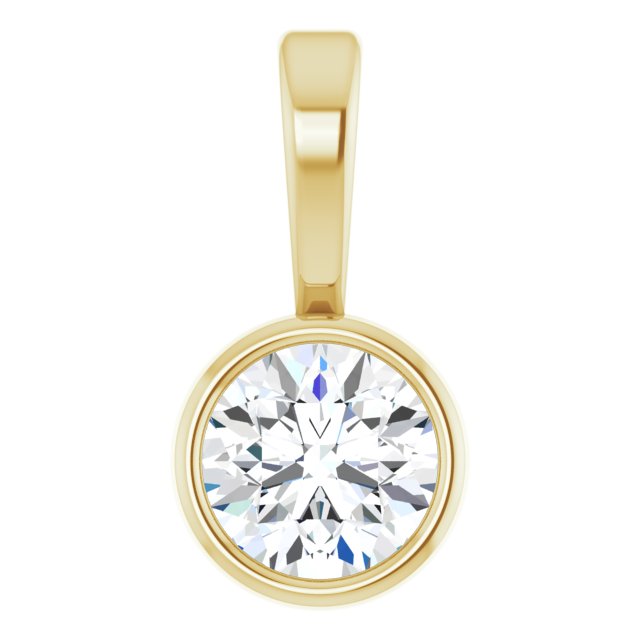 14K Gold Natural Diamond Solitaire Bezel-Set Pendant