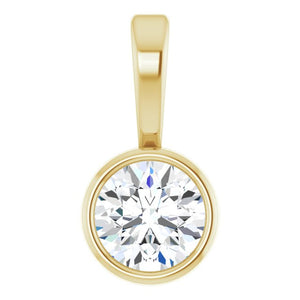 14K Gold Natural Diamond Solitaire Bezel-Set Pendant