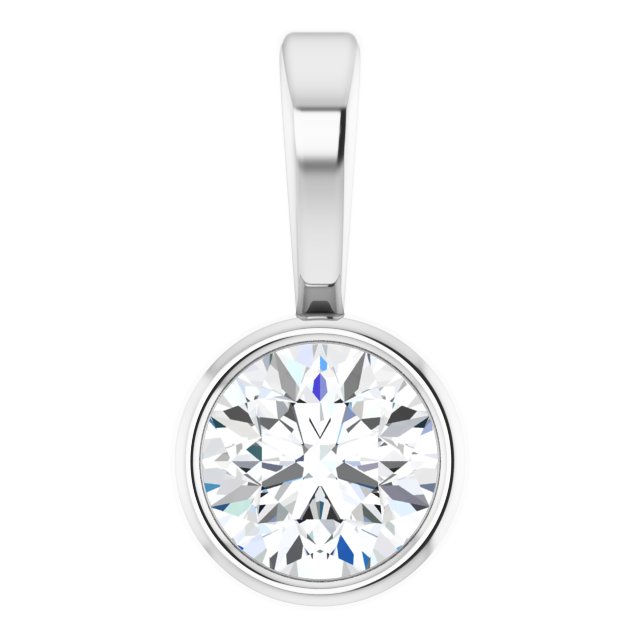 14K Gold Natural Diamond Solitaire Bezel-Set Pendant