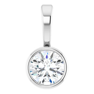 14K Gold Natural Diamond Solitaire Bezel-Set Pendant