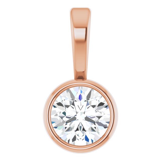 14K Gold Natural Diamond Solitaire Bezel-Set Pendant