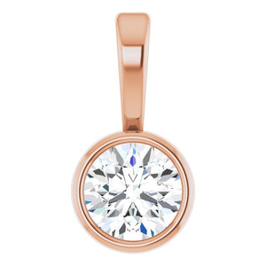 14K Gold Natural Diamond Solitaire Bezel-Set Pendant