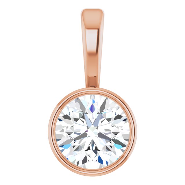 14K Gold Natural Diamond Solitaire Bezel-Set Pendant