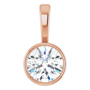 14K Gold Natural Diamond Solitaire Bezel-Set Pendant