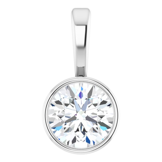 14K Gold Natural Diamond Solitaire Bezel-Set Pendant