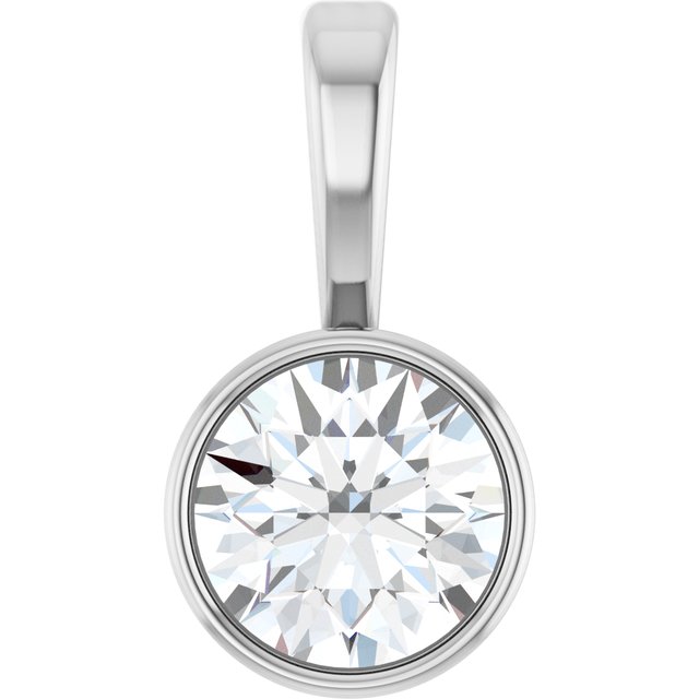 1/4 CTW Lab-Grown Diamond Round Bezel-Set Solitaire Pendant in 14K Gold
