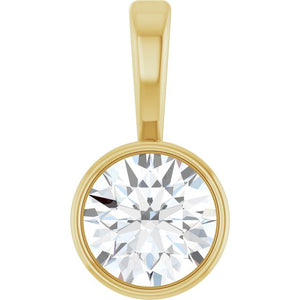 1/4 CTW Lab-Grown Diamond Round Bezel-Set Solitaire Pendant in 14K Gold