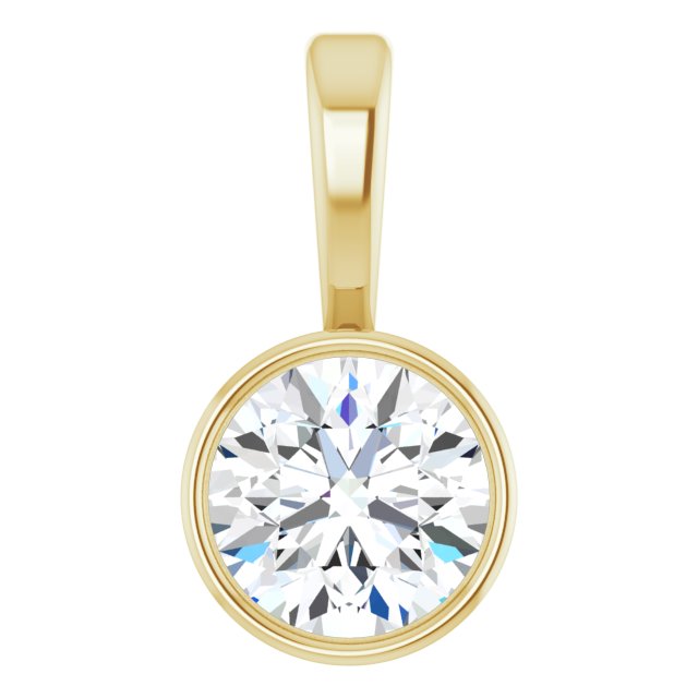 14K Gold Natural Diamond Solitaire Bezel-Set Pendant