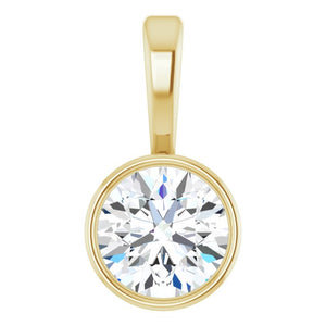 14K Gold Natural Diamond Solitaire Bezel-Set Pendant