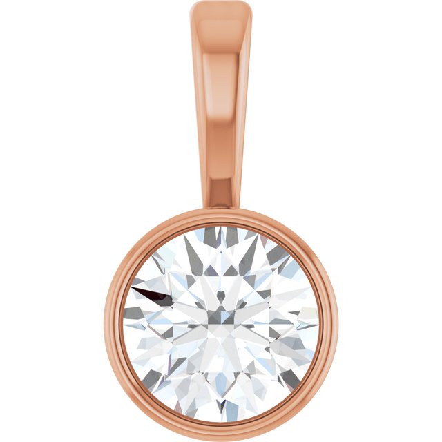 1/4 CTW Lab-Grown Diamond Round Bezel-Set Solitaire Pendant in 14K Gold