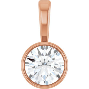 1/4 CTW Lab-Grown Diamond Round Bezel-Set Solitaire Pendant in 14K Gold