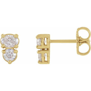 14K Gold Natural Diamond Stud Earrings