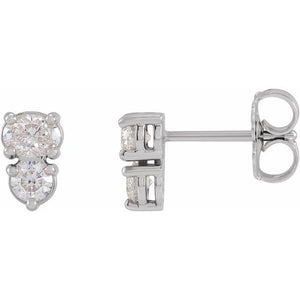 14K Gold Natural Diamond Stud Earrings