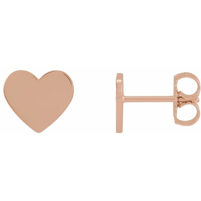 14K Gold Heart Stud Earrings