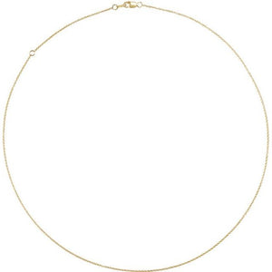 14K Yellow Gold 1 mm Adjustable Cable Chain Necklace 16-18