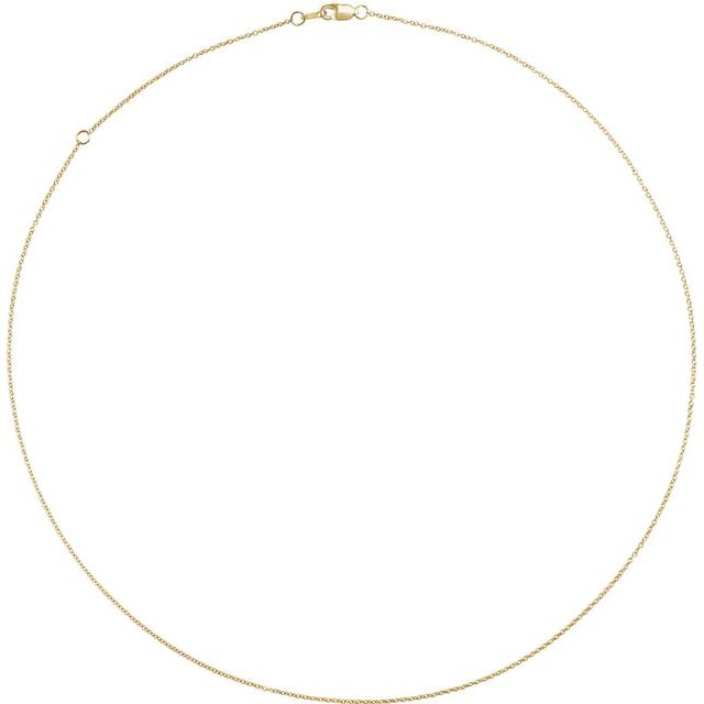 14K Yellow 1  mm Adjustable Cable 16-18" Chain