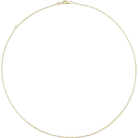 14K Yellow 1  mm Adjustable Cable 16-18" Chain