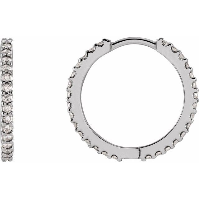 14K Gold Natural Diamond Hoop Earrings - Options Available