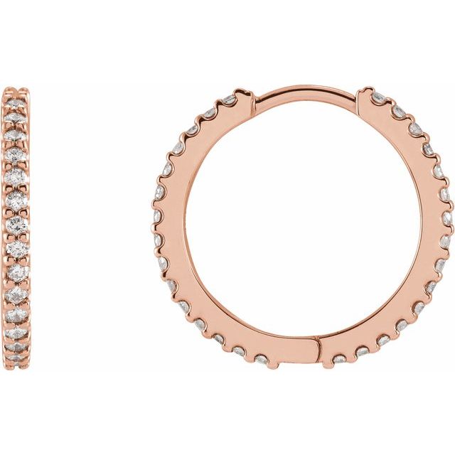 14K Gold Natural Diamond Hoop Earrings - Options Available