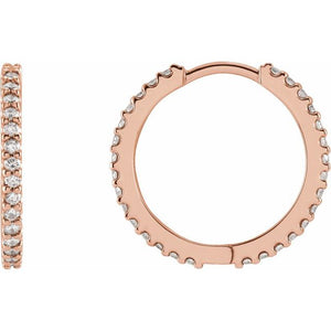 14K Gold Natural Diamond Hoop Earrings - Options Available