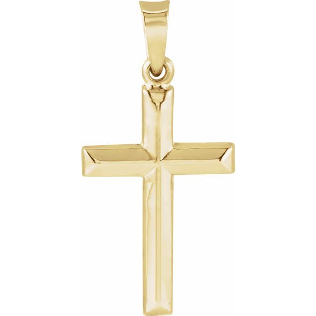 14K Yellow Gold 17x12 mm Polished Cross Pendant - Elegant Design