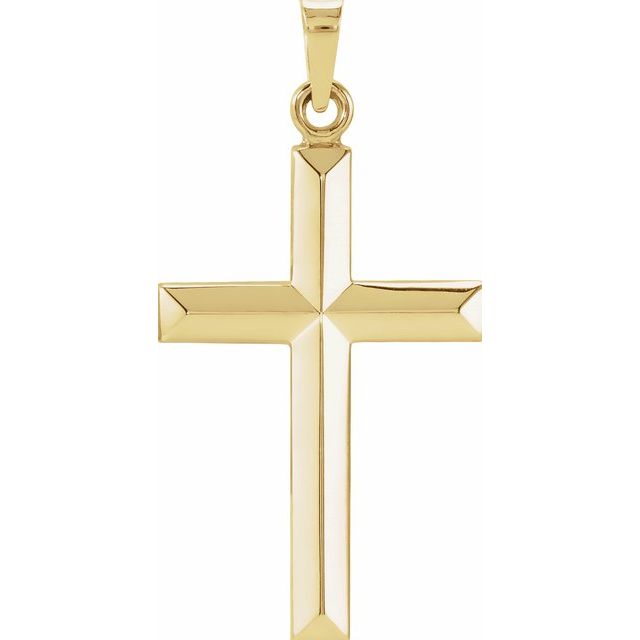 14K Yellow Gold 17x12 mm Polished Cross Pendant - Elegant Design