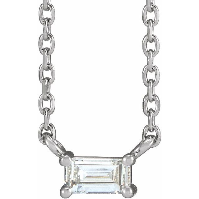 Platinum 16" 1/8 CT Natural Diamond Solitaire Necklace - Elegant Design