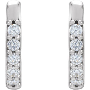 14K Rose Gold 1/8 CTW Natural Diamond Polished Huggie Hoop Earrings
