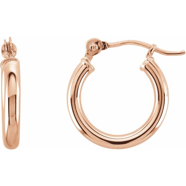 Round Tube Hoop Earrings | 14K Gold options* | 13–60 Mm × 2 Mm | Round | Friction Backs | Polished