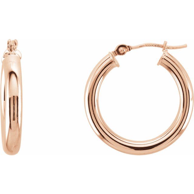 14K Gold Round Tube Hoop Earrings - Options Available