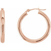 14K White Tube 15 mm Hoop Earrings