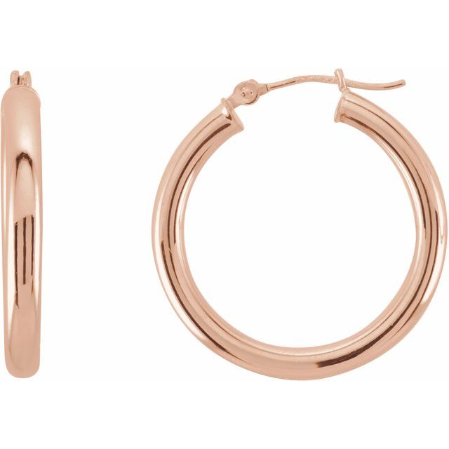14K Gold Round Tube Hoop Earrings - Options Available
