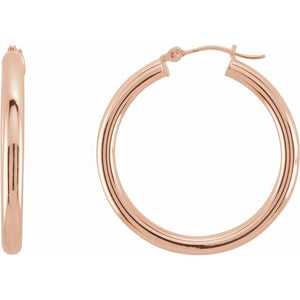 Round Tube Hoop Earrings | 14K Gold options* | 15–48 Mm × 3 Mm | Round | Friction Backs