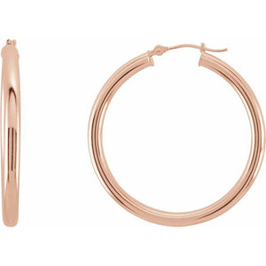 Round Tube Hoop Earrings | 14K Gold options* | 15–48 Mm × 3 Mm | Round | Friction Backs