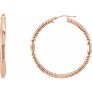 Round Tube Hoop Earrings | 14K Gold options* | 15–48 Mm × 3 Mm | Round | Friction Backs