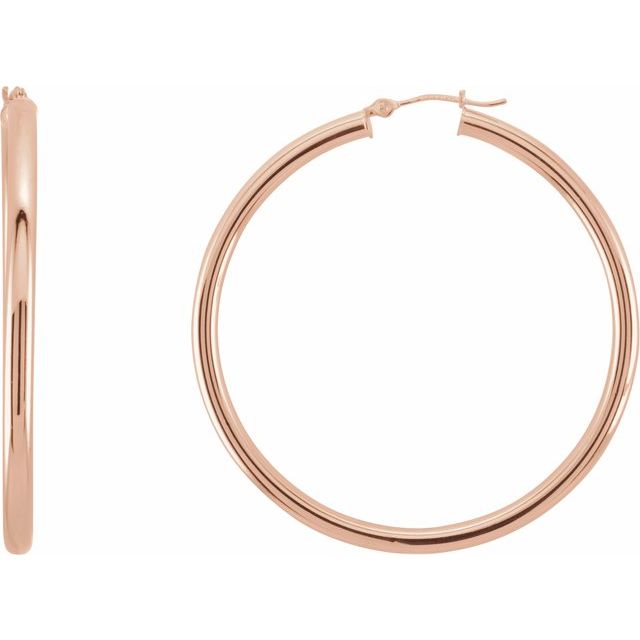 14K Gold Round Tube Hoop Earrings - Options Available
