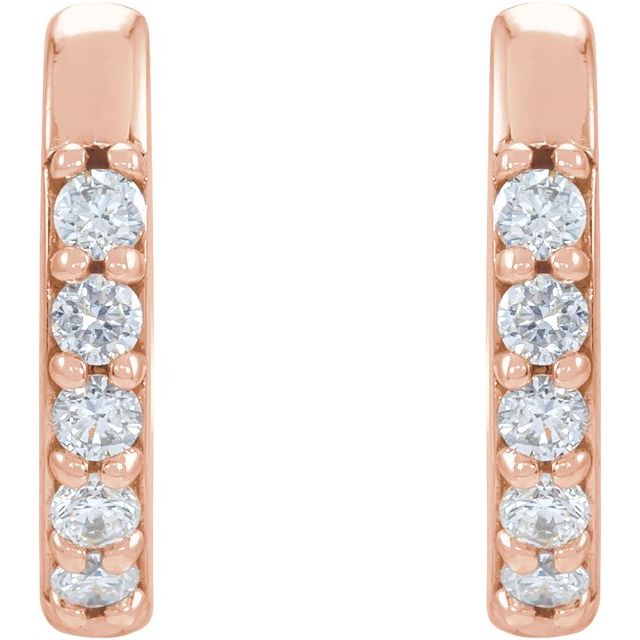 14K Rose Gold 1/8 CTW Natural Diamond Polished Huggie Hoop Earrings