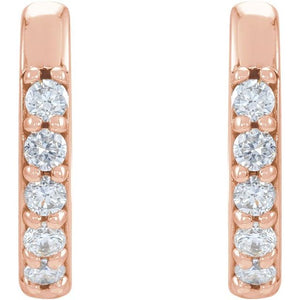 14K Rose Gold 1/8 CTW Natural Diamond Polished Huggie Hoop Earrings