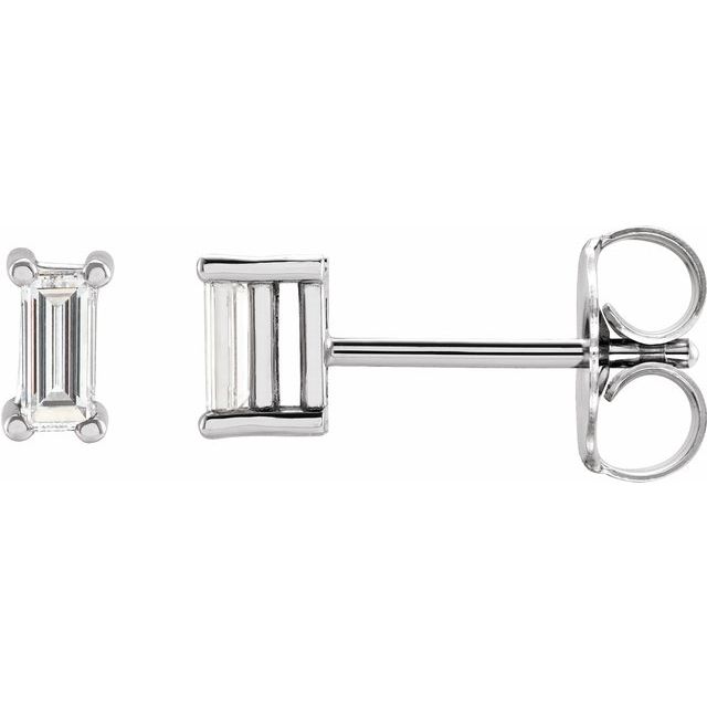 14K Gold Natural Diamond 4-Prong Basket Earrings