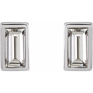 14K White Gold .07 CTW Natural Diamond Baguette Earrings