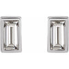 14K White Gold .07 CTW Natural Diamond Baguette Earrings