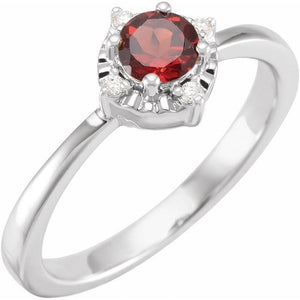 14K Gold Mozambique Garnet And Diamond Ring - Options Available