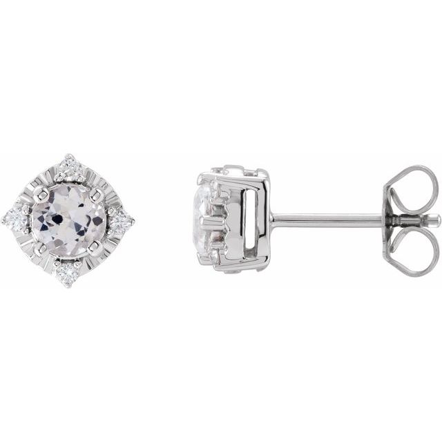 .08 CTW Lab-Grown White Sapphire and Diamond Earrings in 14K Gold & Silver