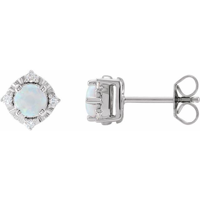 .08 CTW Lab-Grown White Sapphire and Diamond Earrings in 14K Gold & Silver