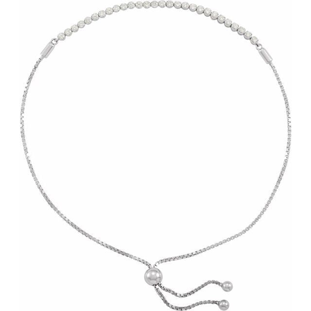 14K Gold Natural Diamond Adjustable Bolo Bracelet