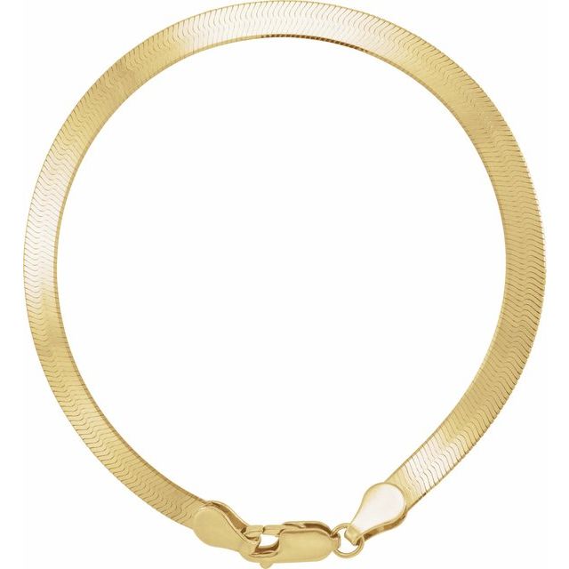 14K Yellow Gold 4.6 mm Flexible Herringbone 7" Chain