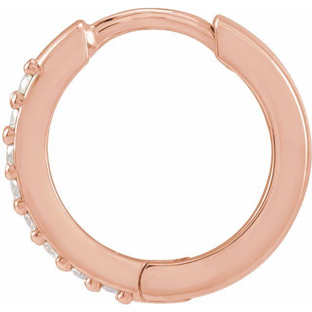 14K Rose Gold 1/8 CTW Natural Diamond Polished Huggie Hoop Earrings