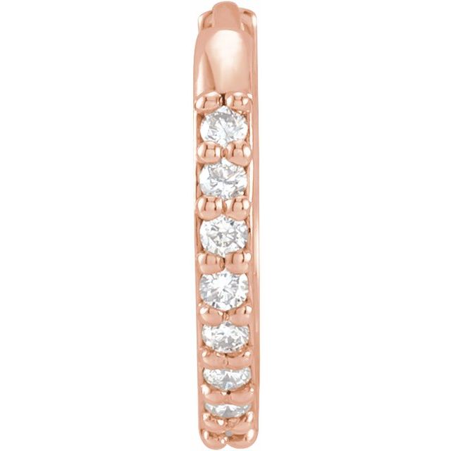 14K Rose Gold 1/8 CTW Natural Diamond Polished Huggie Hoop Earrings