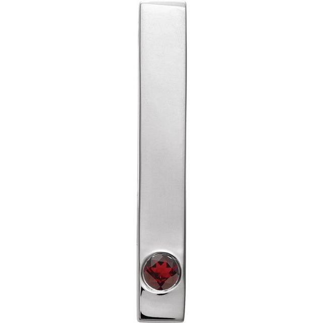 14K Gold Natural Mozambique Garnet Engravable Family Bar Pendant
