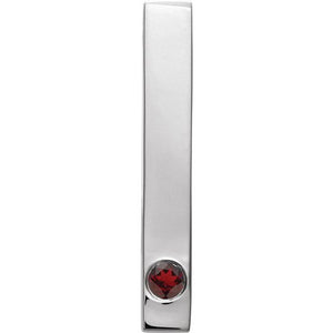 14K Gold Natural Mozambique Garnet Engravable Family Bar Pendant